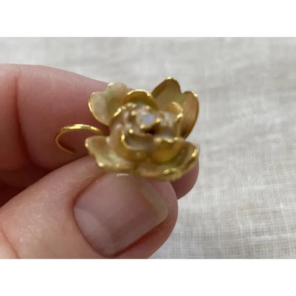 Joan Rivers Earrings Gold Tone Pastel Enamel Flower Dangle Drop Vintage‎ Y2K